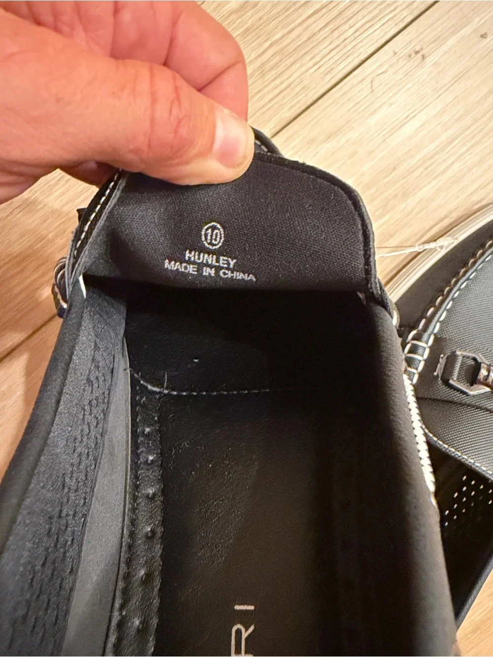 Tahari Black Braided Bit Slip-On Loafers with White Stitching